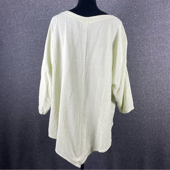 Oh My Gauze XL Pale Green Lightweight Boho Lagenlook Asymmetrical Tunic Artsy - Picture 4 of 12
